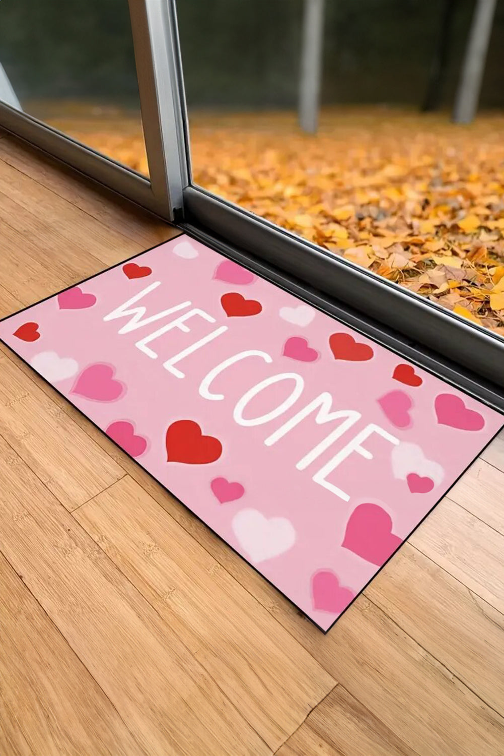 Pink WELCOME Heart Print Non-slip Door Mat - Bagged Store