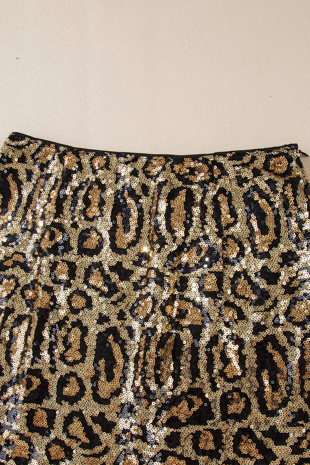 Brown Sequined Leopard Print Disco Mini Skirt - Bagged Store