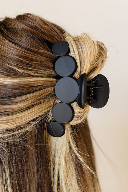 Black Minimalist 5 Circles Frosted Hair Claw Clip - Bagged Store