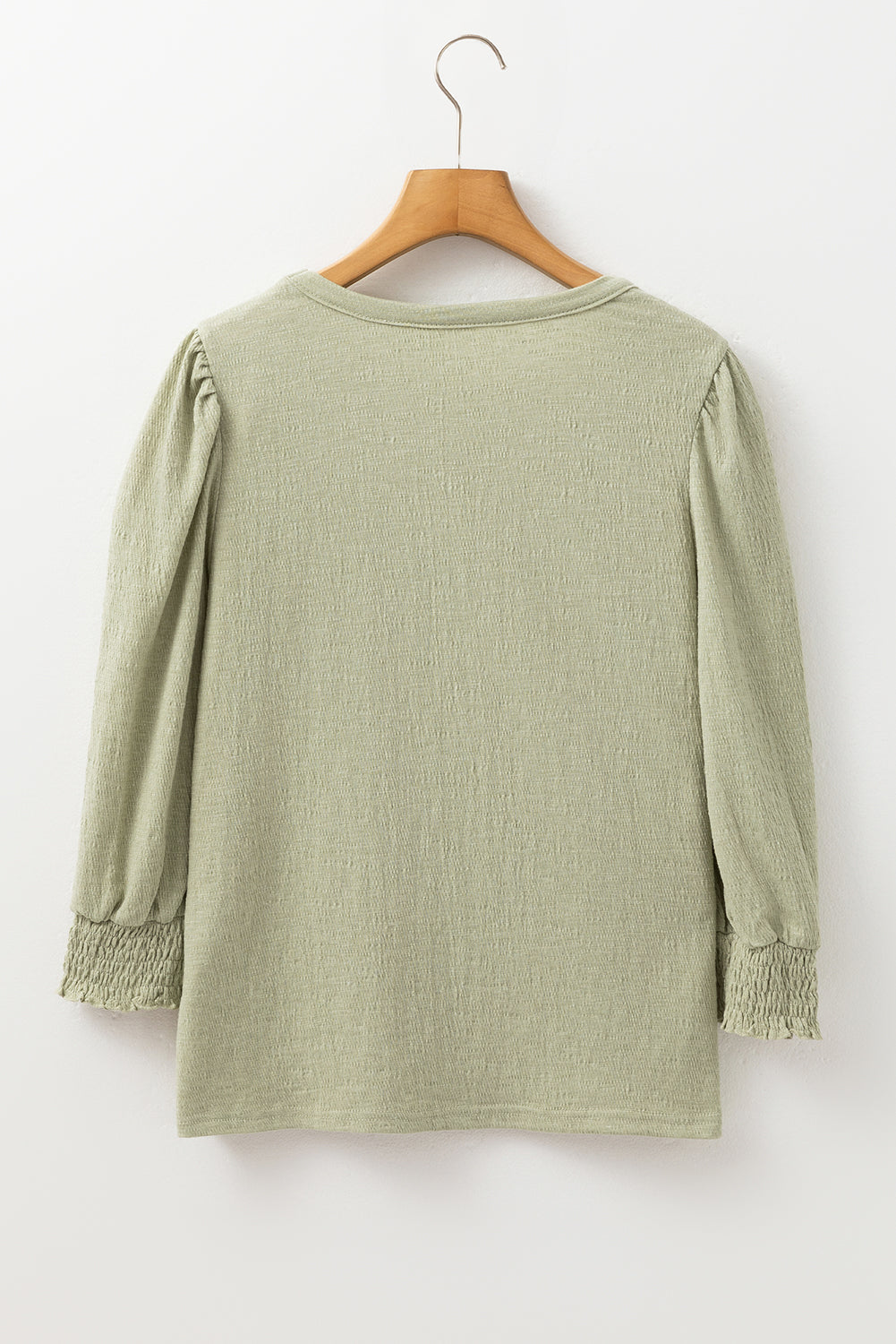 Laurel Green Textured Round Neck Half Sleeve Blouse - Bagged Store