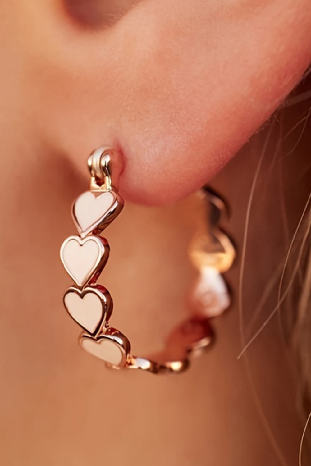 White Heart Shape Plated Alloy Small Hook Earrings - Bagged Store