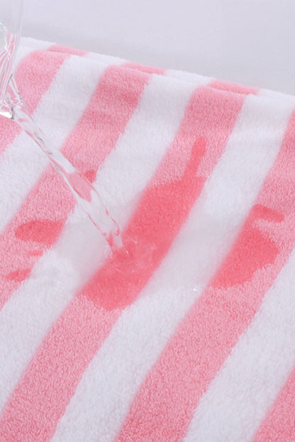 Pink Striped Plush Bath Towel Set - Bagged Store