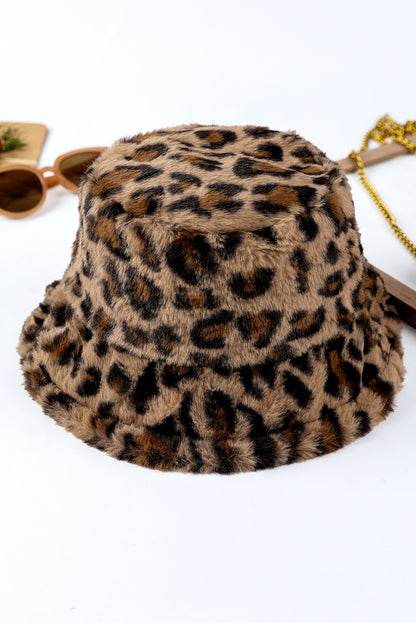 Thai Curry Leopard Plush Wide Brim Winter Fishman Hat - Bagged Store