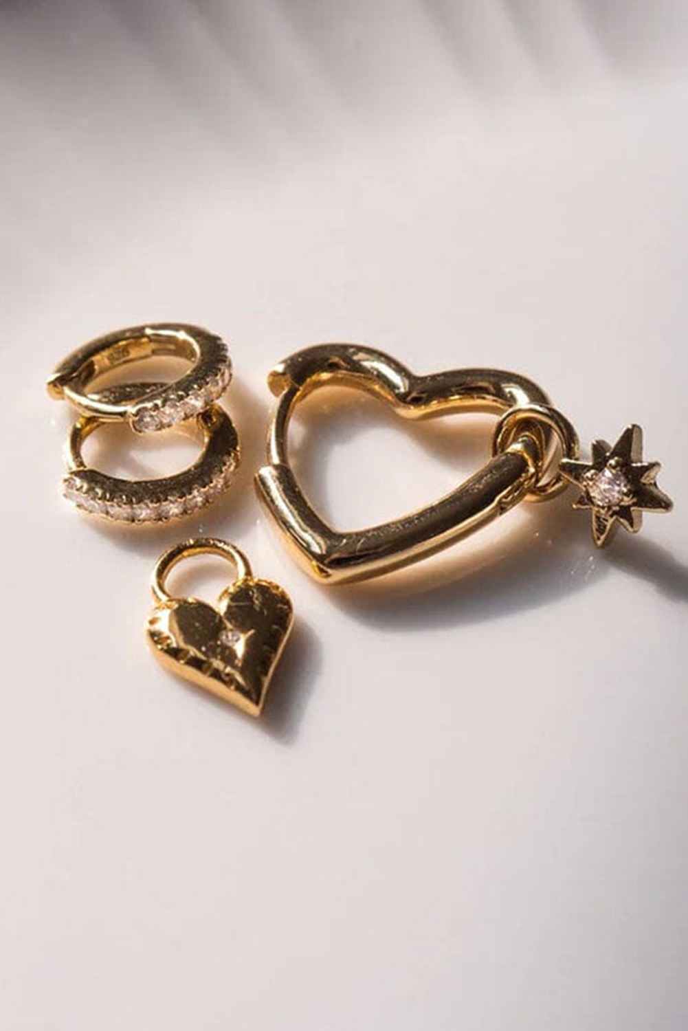 Gold Heart Shape Plated Alloy Hook Earrings - Bagged Store