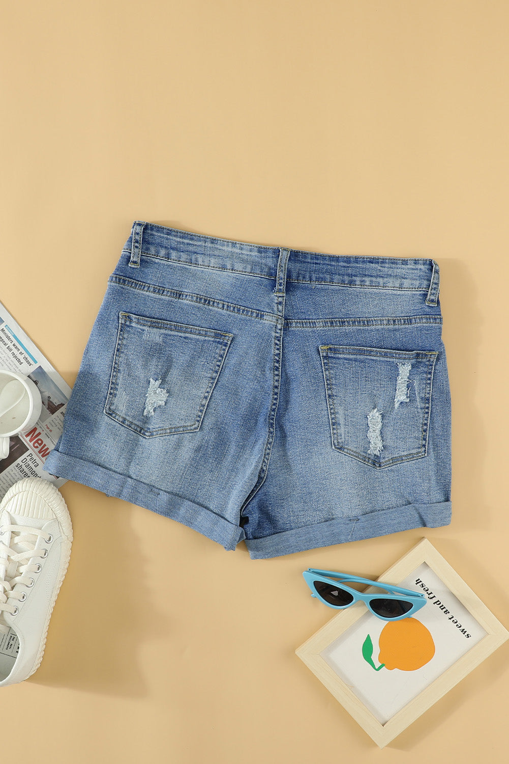 Vintage Faded and Distressed Denim Shorts - Bagged Store