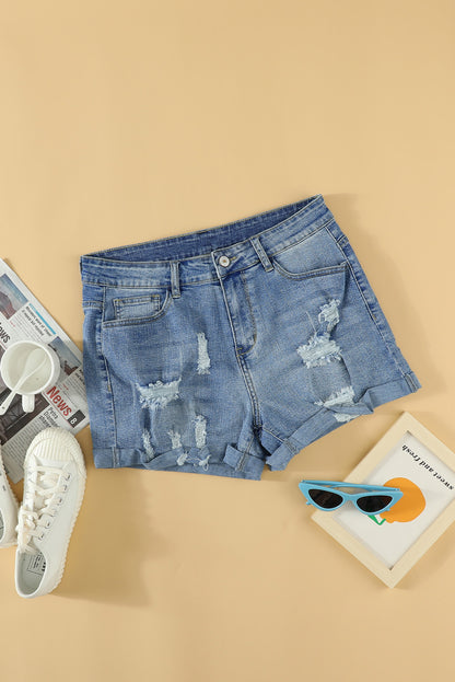 Vintage Faded and Distressed Denim Shorts - Bagged Store