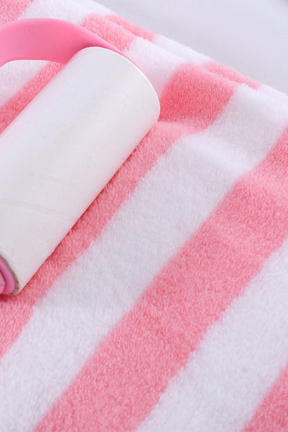 Pink Striped Plush Bath Towel Set - Bagged Store