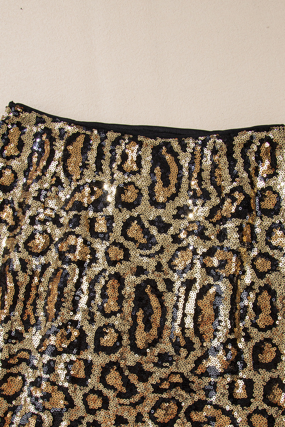 Brown Sequined Leopard Print Disco Mini Skirt - Bagged Store