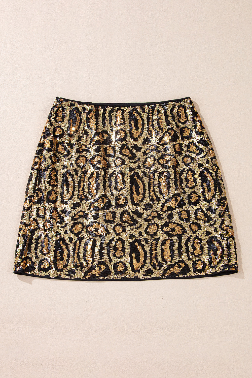 Brown Sequined Leopard Print Disco Mini Skirt - Bagged Store