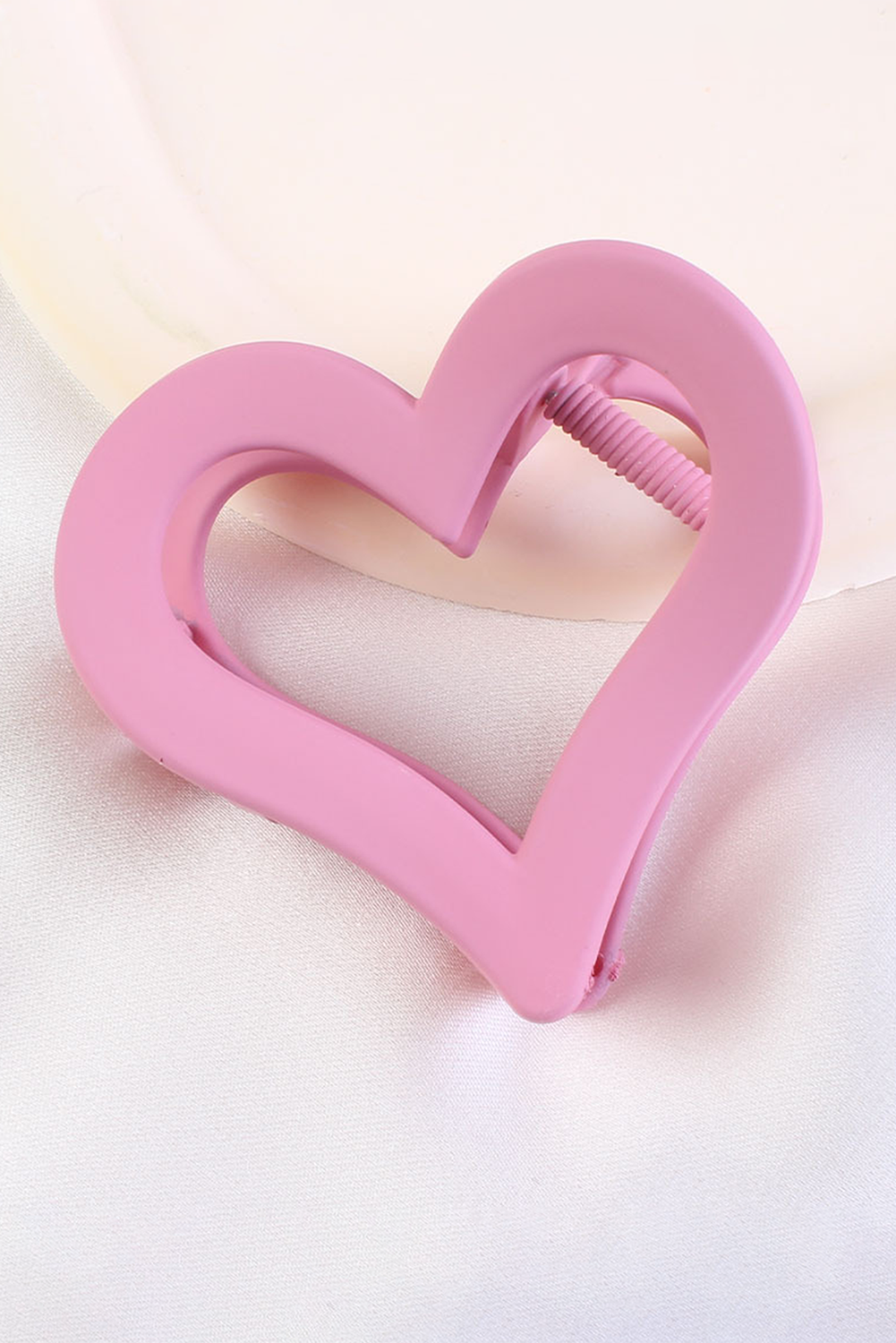 Light Pink Cutout Heart Shape Frosted Small Hair Clip - Bagged Store