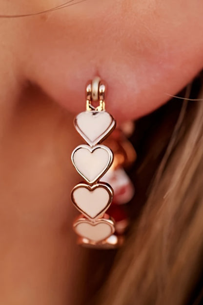 White Heart Shape Plated Alloy Small Hook Earrings - Bagged Store