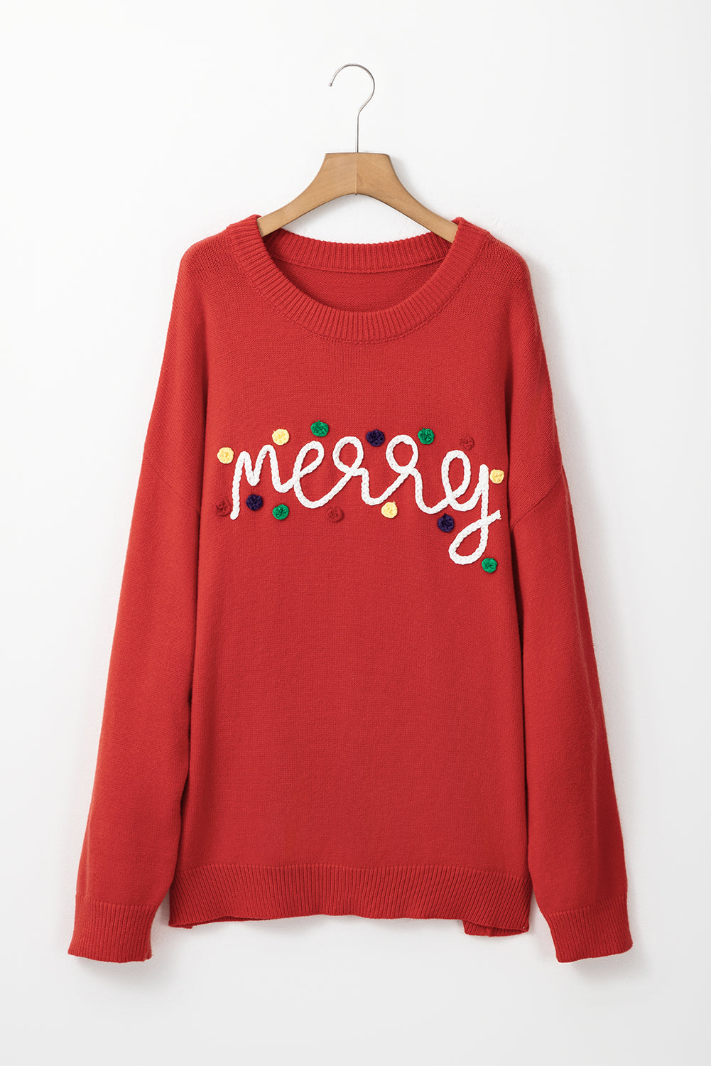 Fiery Red Merry Graphic Christmas Plus Size Sweater - Bagged Store