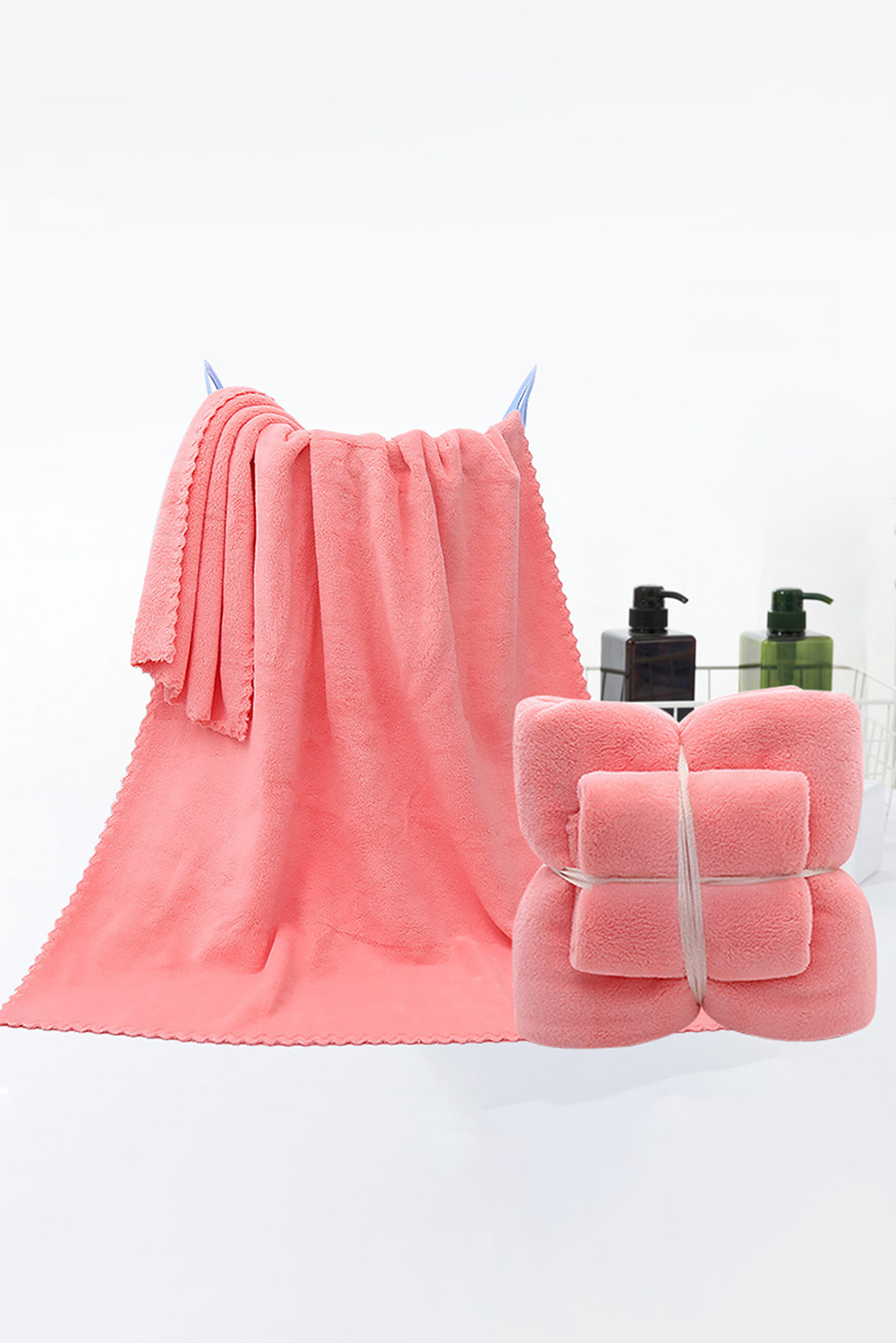 Coral Soft Thicken Coral fleece Two Piece Towel Set - Bagged Store