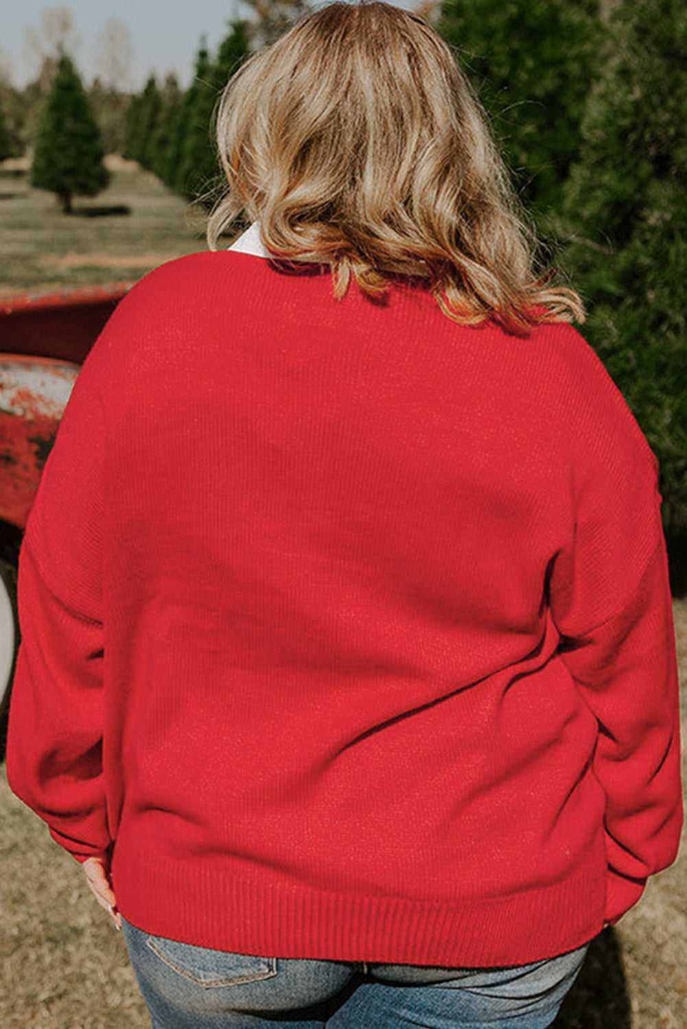 Fiery Red Merry Graphic Christmas Plus Size Sweater - Bagged Store