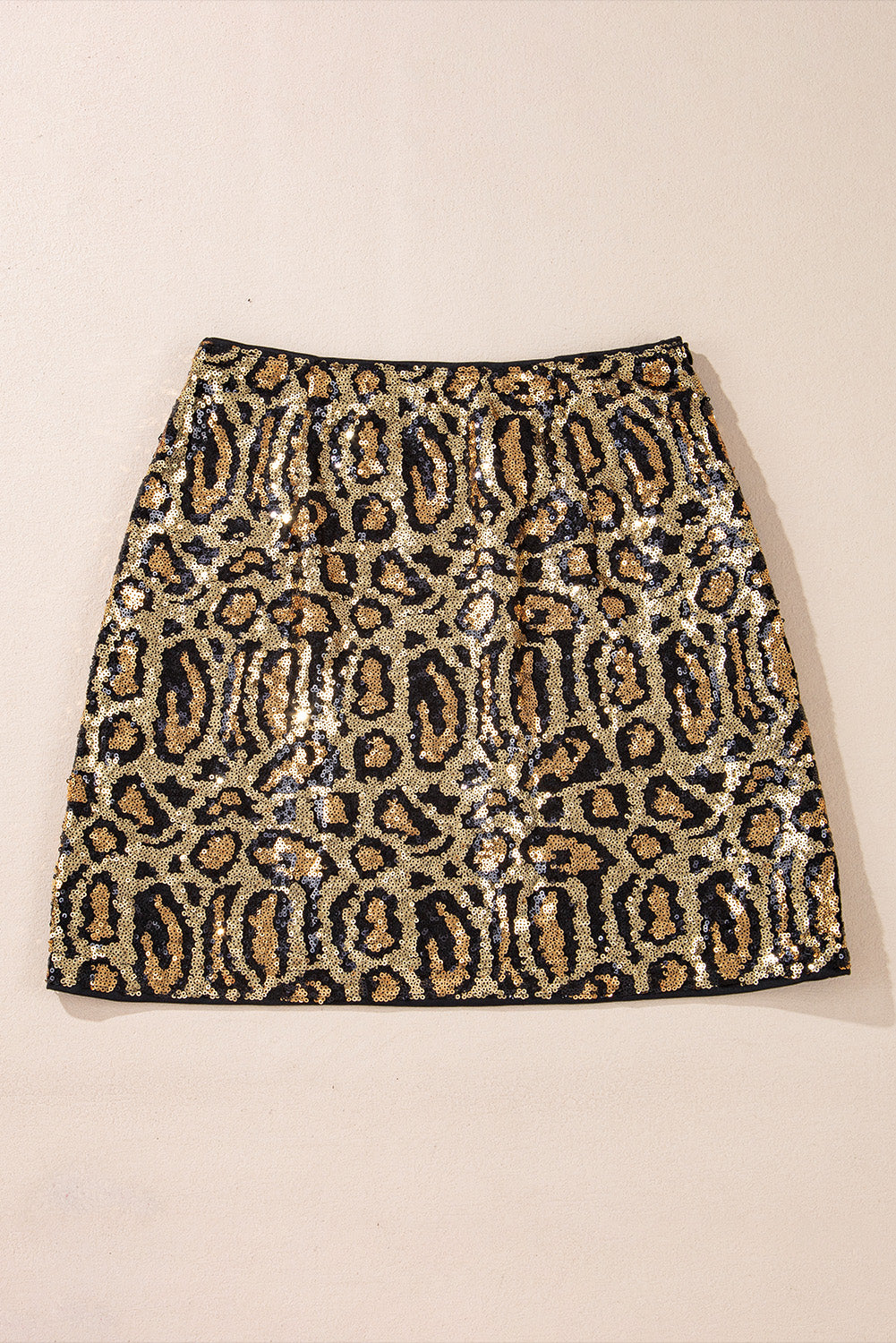 Brown Sequined Leopard Print Disco Mini Skirt - Bagged Store