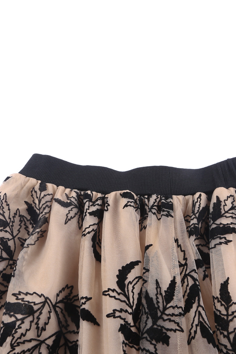 Gold Flame Floral Leaves Embroidered High Waist Maxi Skirt - Bagged Store