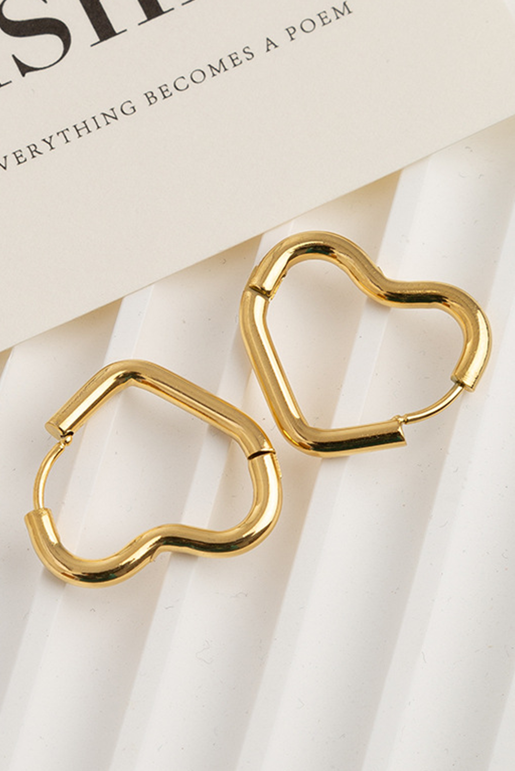 Gold Heart Shape Plated Alloy Hook Earrings - Bagged Store