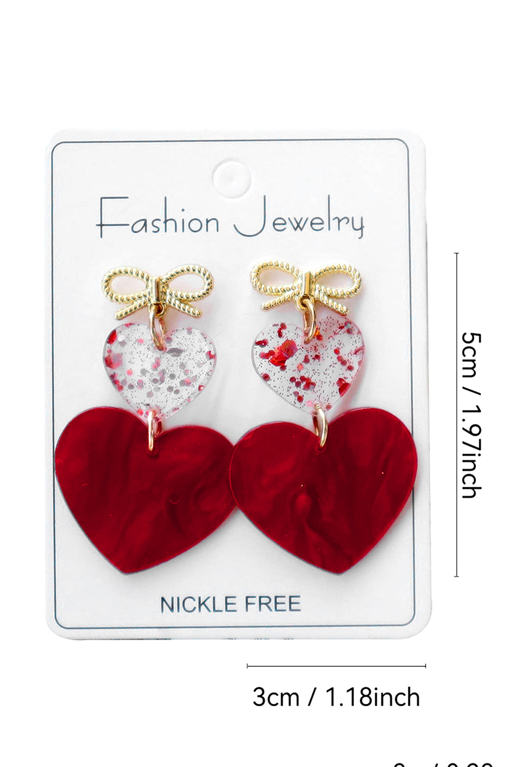 Fiery Red Bow Knot Heart Shape Dangle Earrings - Bagged Store