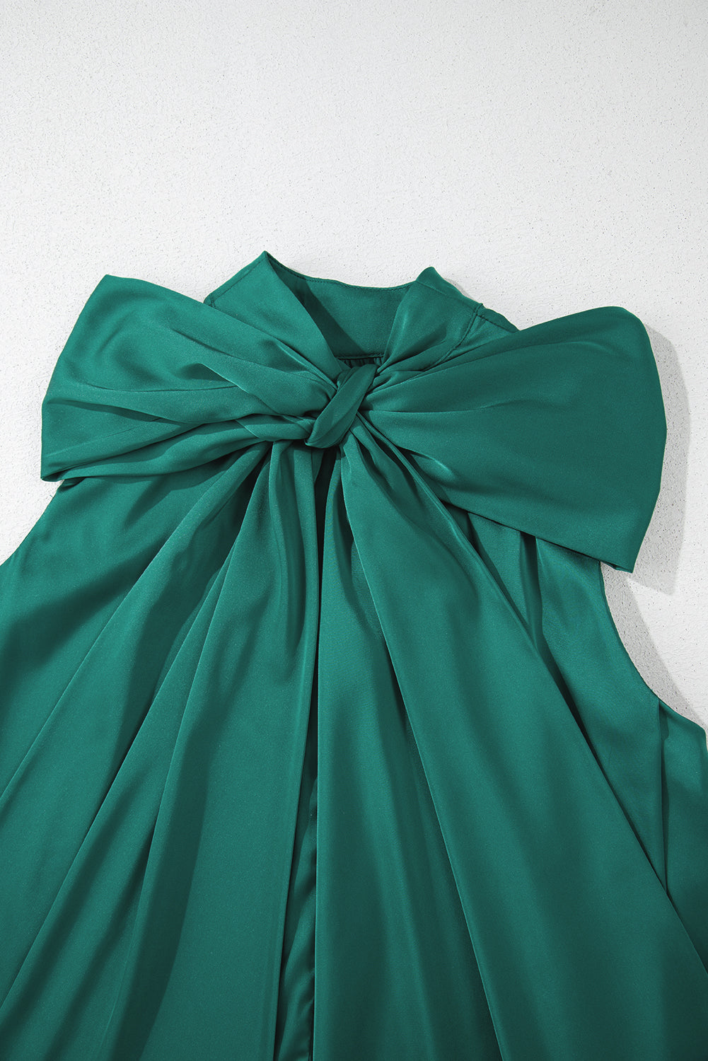 Evergreen Bow Tie Satin Shift Sleeveless Mini Dress - Bagged Store