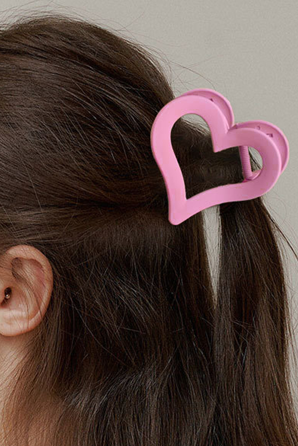 Light Pink Cutout Heart Shape Frosted Small Hair Clip - Bagged Store